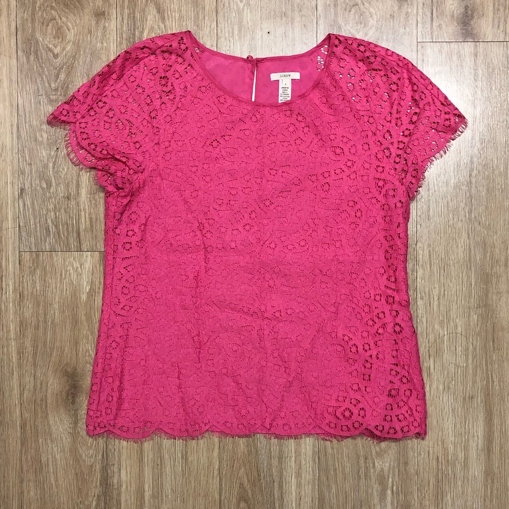 J Crew Factory pink lace blouse sz 6 ASO Glee